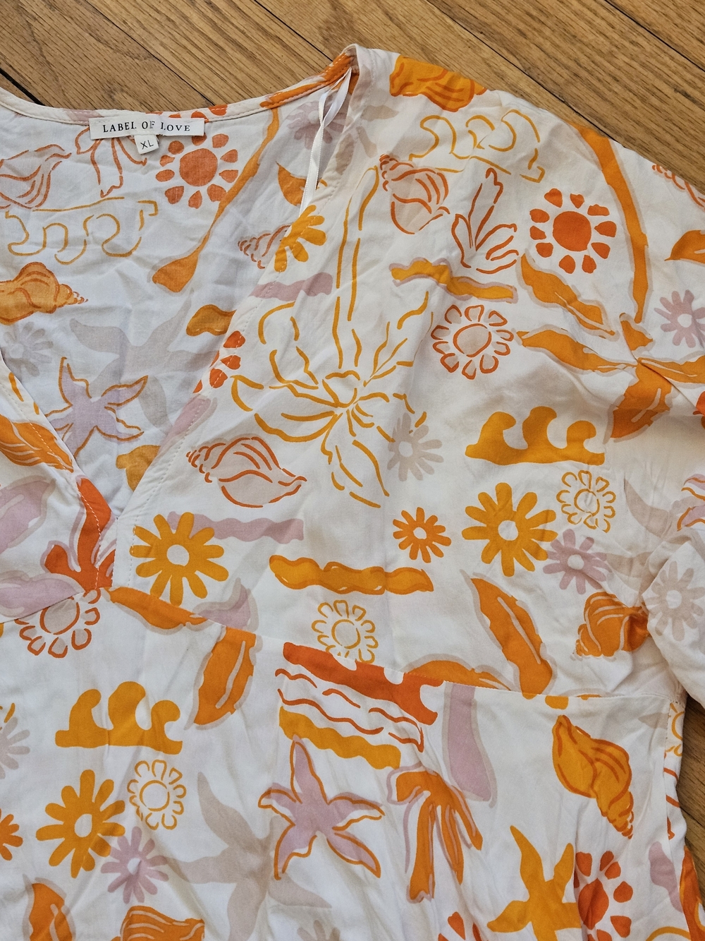 Label Of Love V-Neck Ruffle Hem Mini Dress in Orange, Pink, White XL - Picture 8 of 16